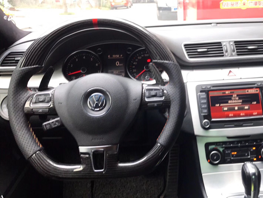 大众CC方向盘91抖音视频黄碳纤维